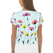 Load image into Gallery viewer, Afrikon Crown Flowers Print Crop Tee
