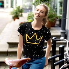 Load image into Gallery viewer, Afrikon Crown Night Sky Print Crop Tee
