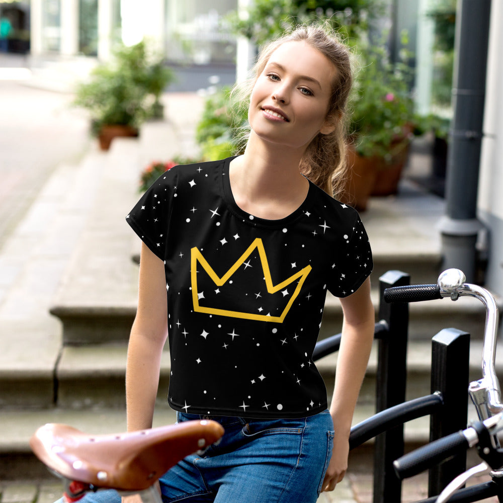 Afrikon Crown Night Sky Print Crop Tee