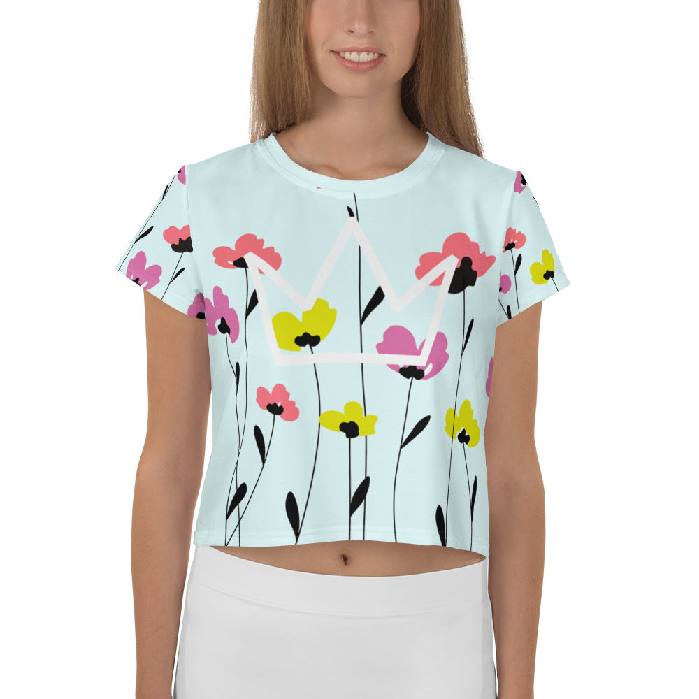 Afrikon Crown Flowers Print Crop Tee
