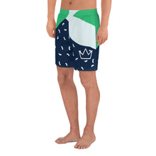 Load image into Gallery viewer, Afrikon Crown Green Static Print Men&#39;s Athletic Long Shorts
